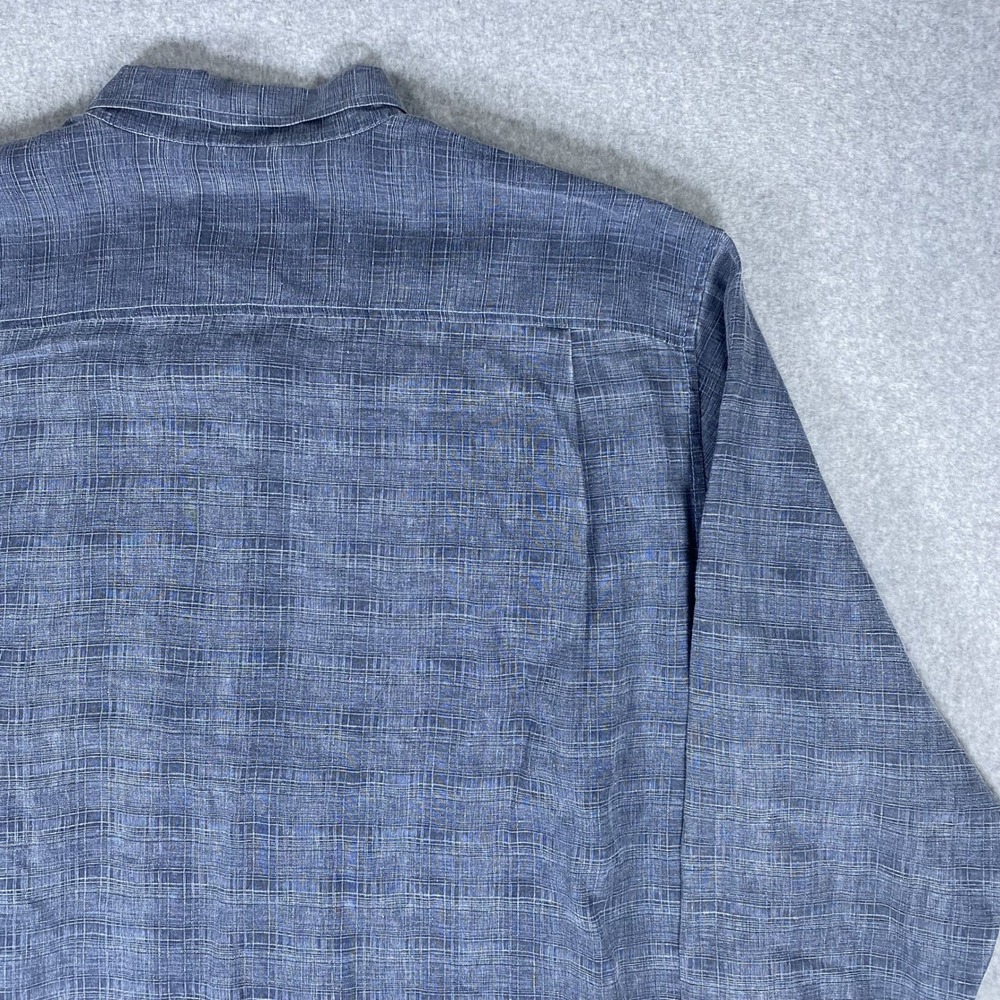 Tommy Bahama Button Down Shirt Mens XXL Blue Linen Cotton Slub Long Sleeve - Picture 8 of 16